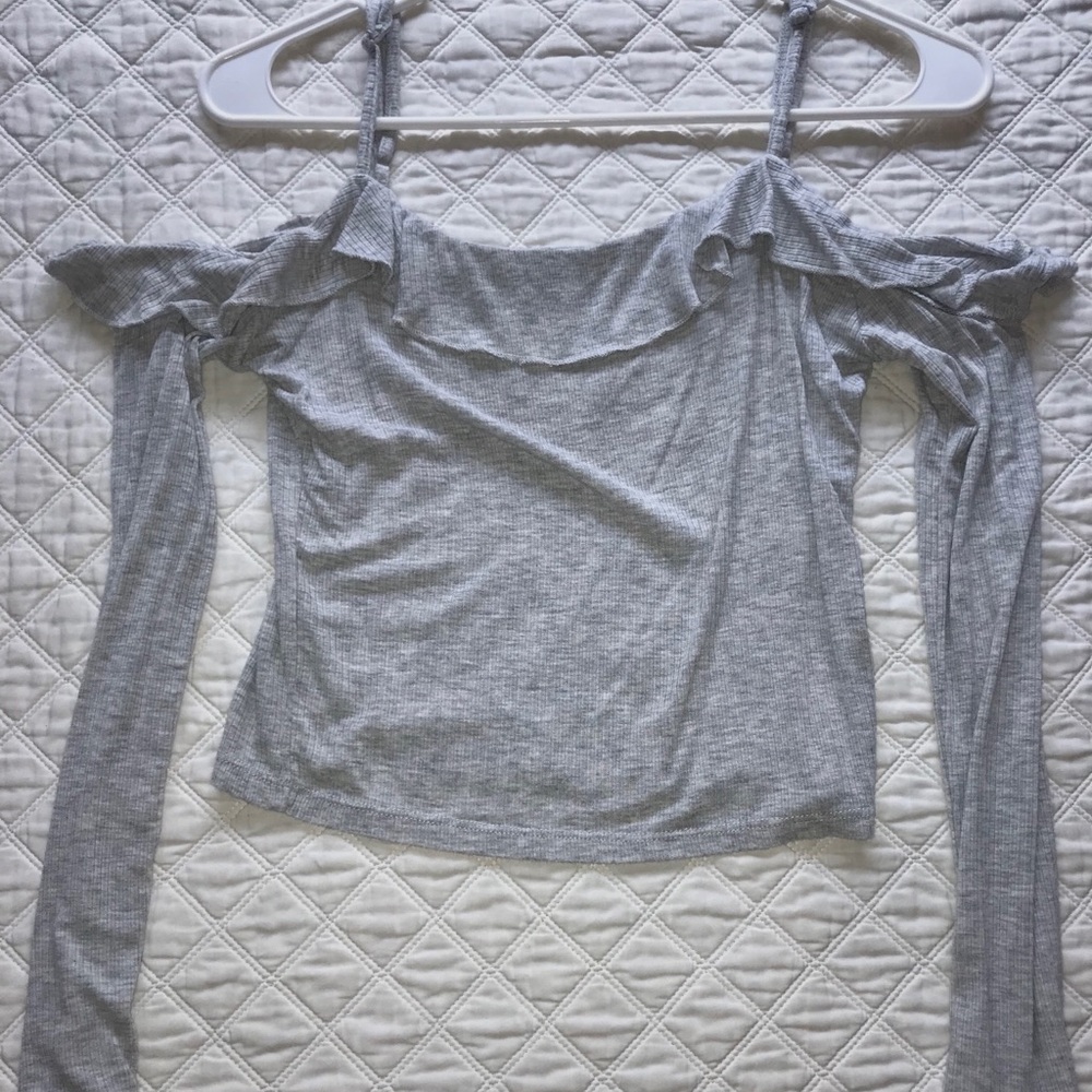 Cropped off the shoulder top with ruffles